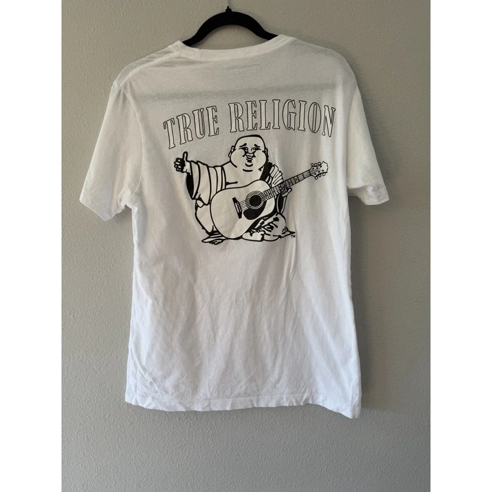 True Religion Cross Arch T-Shirt‎ Size Small White 100% Cotton